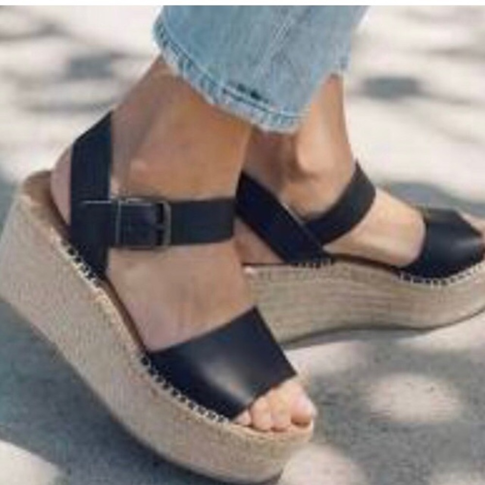 Soludos black wedge sandals